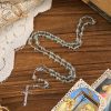 Our Lady & Crucifix of 8mm Round Glass Blue Alloy Chain Rosary