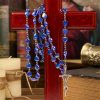Our Lady & Crucifix of 8mm Heart Acrylic Blue Alloy Chain Rosary