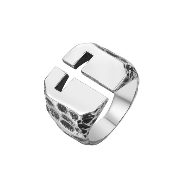 3 Colors Minimalist Style Cross Engraved Stainless Steel Faith Ring