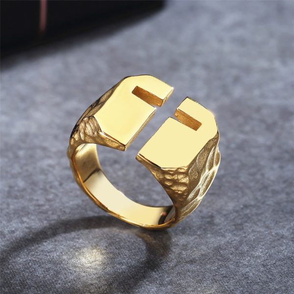 3 Colors Minimalist Style Cross Engraved Stainless Steel Faith Ring