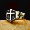 Retro Minimalist Style Cross Engraved Stainless Steel Faith Ring