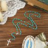 Holy Gail & Crucifix of 6mm Aqua Blue Crystal Prayer Beads Rosary