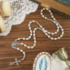 Christianartworkshop Miraculous Medal & Crucifix of 4mm White Pearl Ball Prayer Beads Rosary
