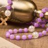 Miraculous Medal & Crucifix of 8mm Purple Round Beads Handmade Rosary