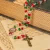 Christianartworkshop Our Lady of Guadalupe & Crucifix of 8mm Tricolor Beaded Handmade Rosary