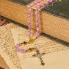 Miraculous Medal & Crucifix of 8mm Exquisite Lavender Beads Handmade Rosary