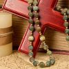 Retro Style Miraculous Medal & Crucifix of 8mm Matte African Turquoise Handmade Rosary