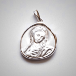 Antique Silver Enamel Praying Medallion Necklace - A Charm of Devotion and Elegance
