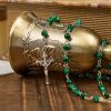 Our Lady & Crucifix of 6mm Green Pattern Glass Beads Prayer Rosary