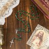 Our Lady & Crucifix of 6mm Green Pattern Glass Beads Prayer Rosary