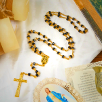 Our Lady of Fatima & Crucifix of 6mm Crystal Prayer Beads Rosary