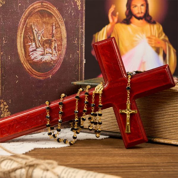 Our Lady of Fatima & Crucifix of 6mm Crystal Prayer Beads Rosary