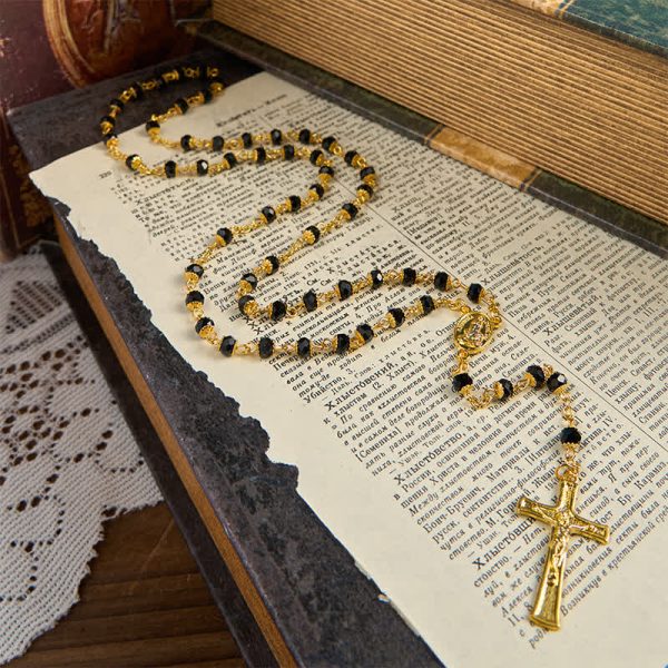 Our Lady of Fatima & Crucifix of 6mm Crystal Prayer Beads Rosary