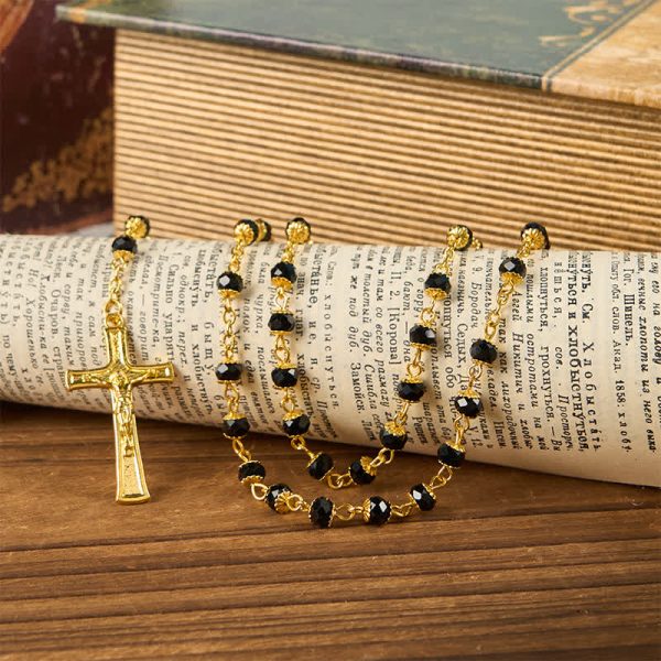 Our Lady of Fatima & Crucifix of 6mm Crystal Prayer Beads Rosary