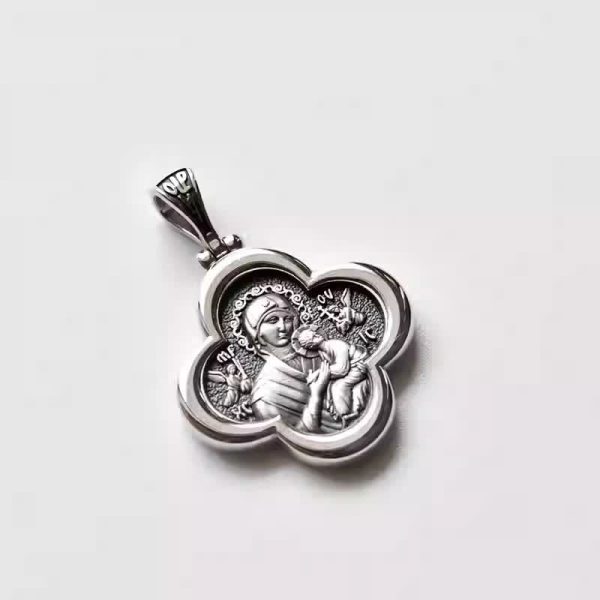 Graceful Silver Madonna and Child Pendant - Symbol of Divine Love