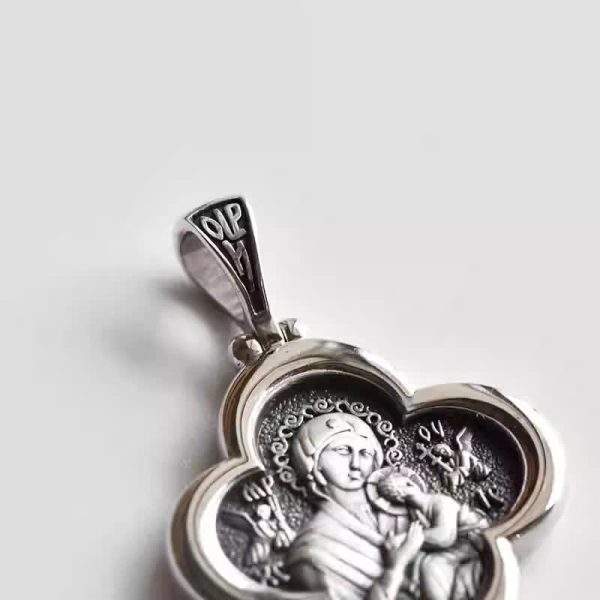 Graceful Silver Madonna and Child Pendant - Symbol of Divine Love