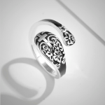 Adjustable 925 Sterling Silver Engraved Cross Ring - Elegance in Devotion