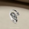 Christianartworkshop Adjustable 925 Sterling Silver Engraved Cross Ring - Elegance in Devotion