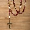 Virgin Mary & Crucifix 8mm Red Gold Stone & Cross White Turquoise Handcrafted Rosary