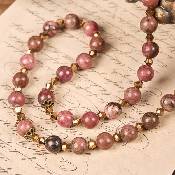 Christianartworkshop Vintage-Inspired Rosary with Pink Rhodonite - Journey with Christ