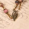Christianartworkshop Vintage-Inspired Rosary with Pink Rhodonite - Journey with Christ