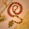 Vintage-Inspired Rosary with Pink Rhodonite - Journey with Christ