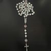 Christianartworkshop Our Lady of Guadalupe & Crucifix of 10mm Round White Rhinestone Alloy Chain Rosary