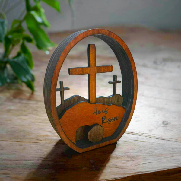 He is Risen Wooden Easter Ornament - Tabletop Resurrection Decor