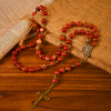 Handmade 8mm Red Jasper Gemstone Rosary with Miraculous Medal & Crucifix