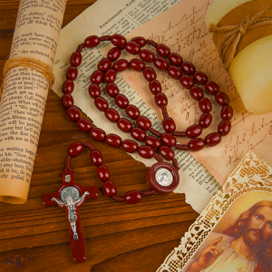 St. Benedict & Crucifix of 8*10mm Oval Bead Rosary - Three Timeless Colors