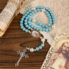 Our Lady & Crucifix of 8mm Sparkling Glass Sand Bead Handmade Rosary