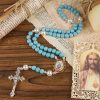 Our Lady & Crucifix of 8mm Sparkling Glass Sand Bead Handmade Rosary