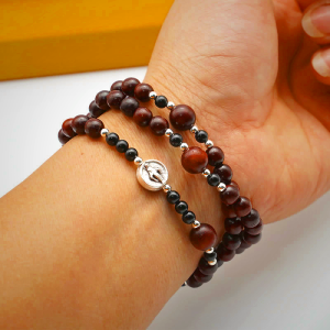 Christian Artworkshop 6mm Rosewood Elastic Bracelet Rosary Beads