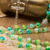 St. Benedict Medal & Crucifix of 8mm Round Green Gemstone Rosary