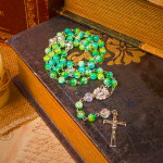 St. Benedict Medal & Crucifix of 8mm Round Green Gemstone Rosary