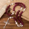 Divine Mercy & Crucifix of 8mm Garnet Chalcedony Rosary - Handmade Divine Beads