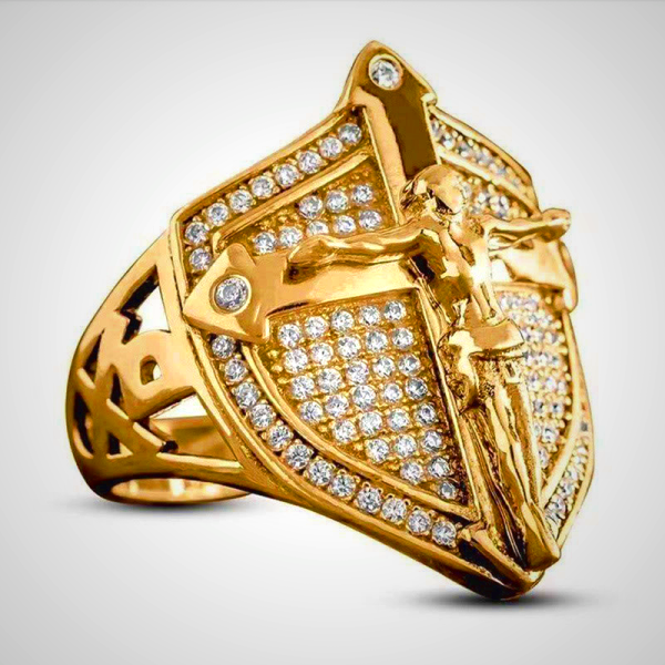 Divine Shield Crucifix Luxurious Ring: A Bold Testament of Faith and Devotion