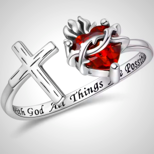 Sacred Heart of Jesus Ring: With God All Things Are Possible
