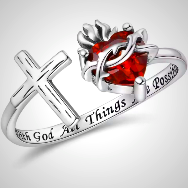 Sacred Heart of Jesus Ring: With God All Things Are Possible