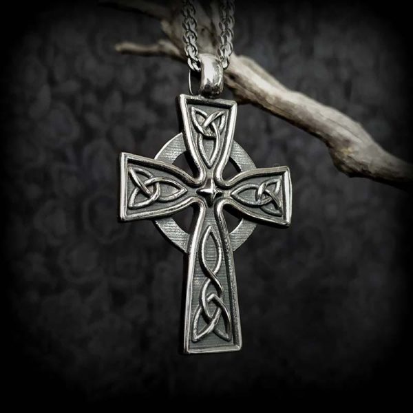 Christianartworkshop Vintage Trinity Sacred Celtic Cross Necklace: A Divine Symbol of Faith and Heritage