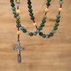 Jesus Icon & Crucifix 8mm Natural Green Jade Rosary - Handcrafted Rosary Beads