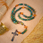 Jesus Icon & Crucifix 8mm Natural Green Jade Rosary - Handcrafted Rosary Beads