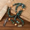 Jesus Icon & Crucifix 8mm Natural Green Jade Rosary - Handcrafted Rosary Beads