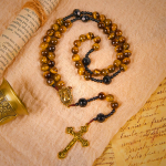 Handcrafted Tiger's Eye Rosary - A Timeless Design of Elegance and Spiritual Strength
