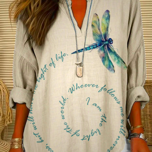 Eternal Light Dragonfly Linen Shirt – Walk in Faith and Grace