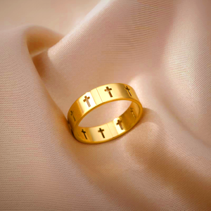 Divine Gold Cross Ring - Simple Faith Jewelry for Daily Wear