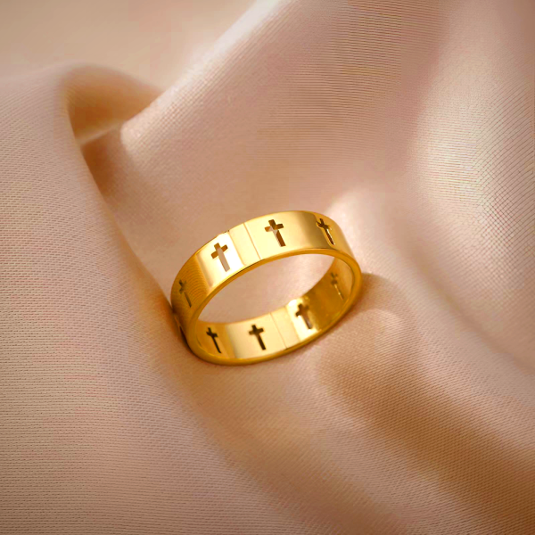 Divine Gold Cross Ring - Simple Faith Jewelry for Daily Wear