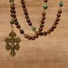 Christianartworkshop Holy Family & Crucifix of 8mm Handmade Pine Wood & African Turquoise Rosary