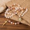 Christianartworkshop Our Lady & Crucifix of 8mm Handmade Pink Aventurine & Strawberry Quartz Rosary