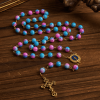 Christianartworkshop Divine Harmony Handmade Floral Rosary: Miraculous Medal & Crucifix of 8mm Blue&Purple
